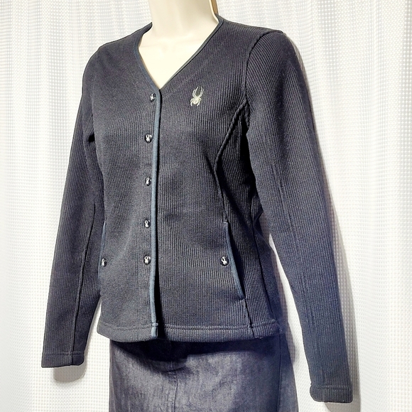 Spyder Core Knit & Sherpa Lined Snap Button Sweater Jacket Women's (XS) - Picture 2 of 10